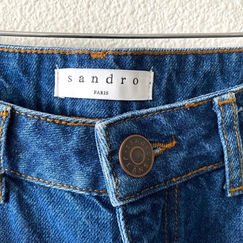 Sandro Paris NWT Viky Slit Release Hem Straight Leg Jeans in Blue Vintage - Picture 5 of 10